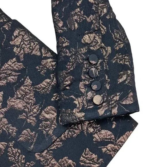 Tanya Taylor Blazer 2 Bronze Black Floral Jared Brocade Metallic Artsy Party - Picture 10 of 16
